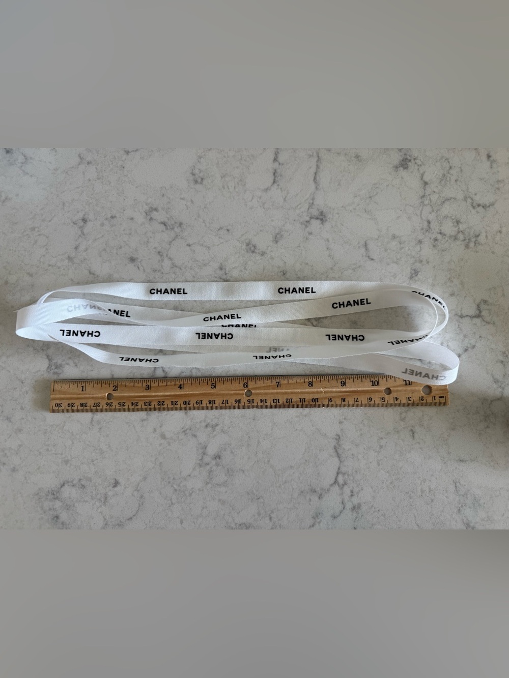 CHANEL White Branded Ribbon